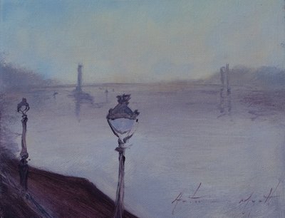 ロンドンの灯り、2020年（油彩・キャンバス） 作： Antonia Myatt