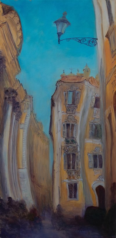 泉を探して、イタリア、2015年（キャンバスに油彩） 作： Antonia Myatt