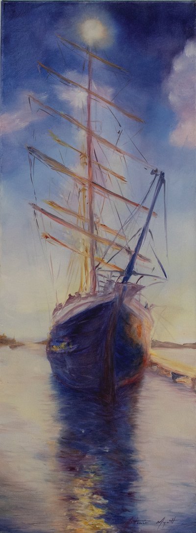 Tenacious in Antigua bay, 2008（キャンバスに油彩） 作： Antonia Myatt