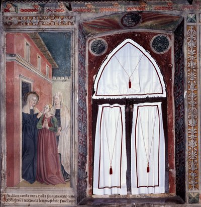 聖フランチェスカ・ロマーナの生涯 : 聾唖者のカミラが聖女に癒される（フレスコ画 作： Antoniazzo Romano