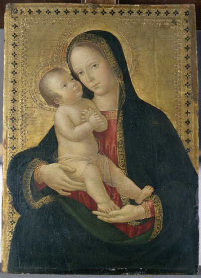マドンナと子供、c.1480-85（ポプラの木のテンペラ） 作： Antoniazzo Romano