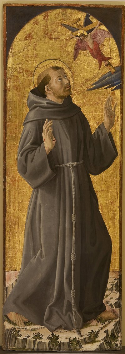 Saint Francois - Saint Francis of Assisi par Romano, Antoniazzo (1430/35-1508).木に油彩、サイズ：173x61,5、リーティ市市民博物館蔵 作： Antoniazzo Romano