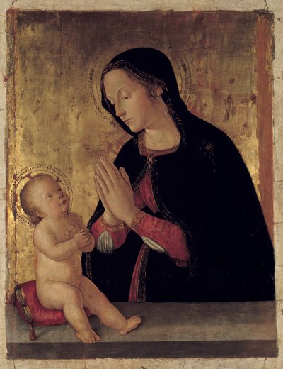 アントニアッツォ・ロマーノ（1430-1508）の「幼子を抱く聖母」祭壇画 作： Antoniazzo Romano