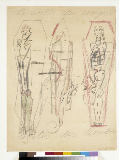 虚無から抜け出した天使たちの反乱。アントナン・アルトー（1896-1948）のドローイング 作： Antonin Artaud