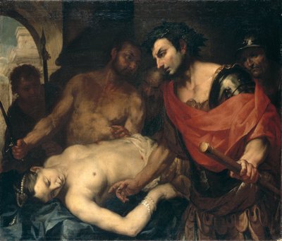 ネロ (37-68 AD) と母アグリッピナ (15-59 AD) の死体 (キャンバスに油彩) 作： Antonio (attr. to) Zanchi