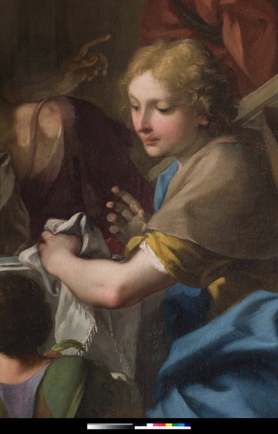 "聖グレゴリウス大王、ペレランで変装したイエスと食卓を囲む"(詳細) 1729年～1731年（絵画 作： Antonio Balestra