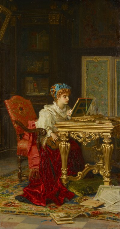 音楽を奏でる女性 (アイリーン・ディ・スピリンベルゴ) 作： Antonio Barzaghi Cattaneo