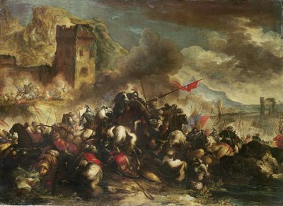 十字軍とトルコ人の間の騎兵の小競り合い 作： Antonio Calza