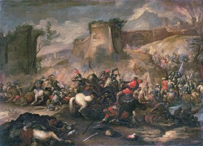 十字軍とトルコ人の間の騎兵の小競り合い 作： Antonio Calza