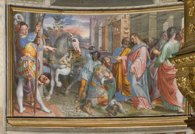 アプス、アントニオ・カンピ、百人隊長コルネリオとイエスの出会い 1582-84 作： Antonio Campi