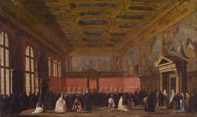 ヴェネツィアのドゥカーレ宮殿での外国大使のレセプション、1765-80年 作： Giovanni Antonio Canal