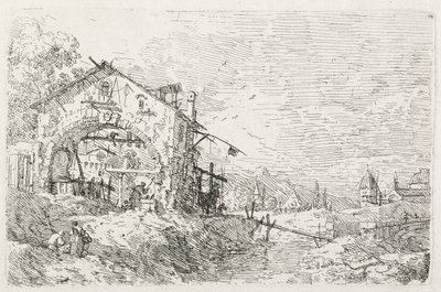 ビュー：アーチの下で水を引く女性、1735-1746。 作： Giovanni Antonio Canal