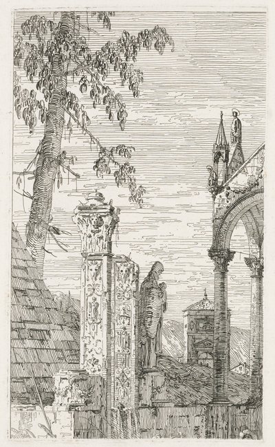 ビュー: 彫刻の断片 作： Antonio Canaletto