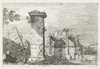 ビュー: 孤立した柱 作： Antonio Canaletto