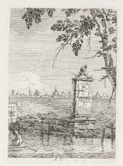 ビュー: 木の下の小さなモニュメント 作： Antonio Canaletto