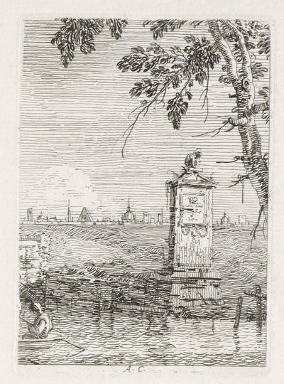 ビュー：木の下の小さな記念碑、1735-1746。 作： Giovanni Antonio Canal