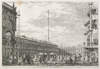 景色: ヴェネチアのプロキュレーター宮殿とサン ジェミニアン教会 作： Antonio Canaletto