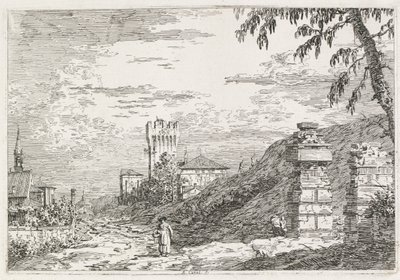 ビュー: 2 つの台無しにされた柱 作： Antonio Canaletto