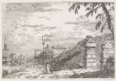 ビュー：2つの台無しにされた柱、1735-1746。 作： Giovanni Antonio Canal