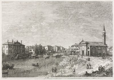 景色: ドーロの眺め、ベニスの西、ブレンタ川の町 作： Antonio Canaletto