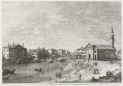 ビュー：ヴェネツィアの西、ブレンタの町、ドーロのビュー、1735-1746。 作： Giovanni Antonio Canal