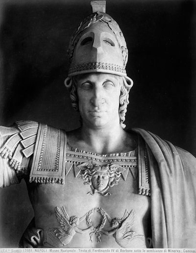 ミネルバの服を着たブルボン家のフェルディナンド4世の像のディテール 作： Antonio Canova