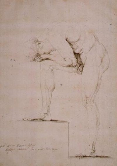 泣いている男性ヌード（紙に鉛筆 作： Antonio Canova