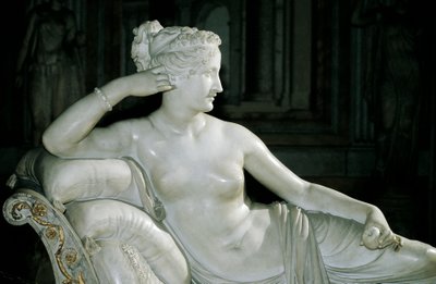 アントニオ・カノーヴァ（1757-1822）作「ヴィーナス・ヴィクトリクスとしてのパオリーナ・ボルゲーゼ」、白大理石 作： Antonio Canova