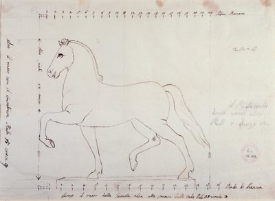 騎馬像のための馬の習作（デッサン 作： Antonio Canova
