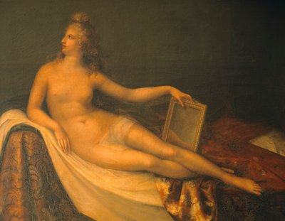 アントニオ・カノーヴァ（1757-1822）の「鏡を持つヴィーナス」、油彩・キャンバス 作： Antonio Canova