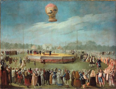 チャールズ4世の裁判所の存在下でのバルーンの上昇1783 作： Antonio Carnicero