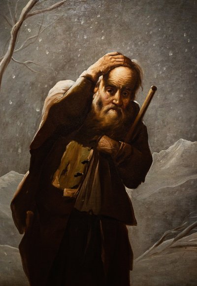 雪の中の老人 作： Antonio Cifrondi
