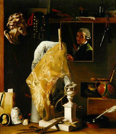モノの静物と自画像 作： Antonio Cioci or Ciocchi