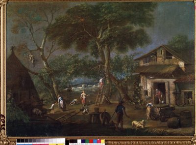 「Landscape of Italy」（イタリアの風景） イタリアの片田舎にある農家。 Antonio Diziani (1737-1797) の絵画 Mikalojus Konstantinas Ciurlionis Fine Arts Museum、カウナス、リトアニア 作： Antonio Diziani