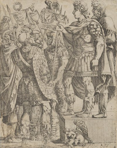 兵士たちに演説する皇帝、約。 1542-45。 作： Antonio Fantuzzi