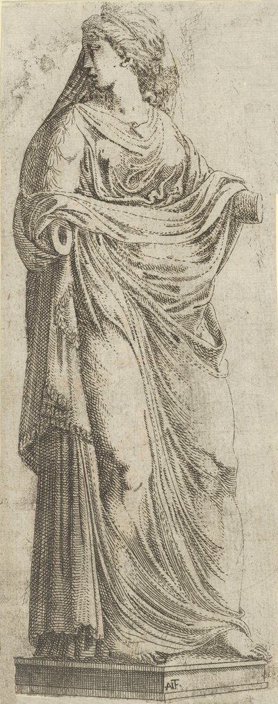 右を向いた女性、1540-45。 作： Antonio Fantuzzi