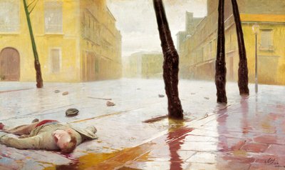 闘いの後でアントニオ・フィヨル（1870-1930）の絵画 作： Antonio Fillol