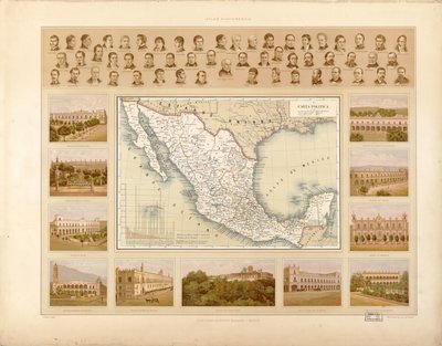 メキシコ合衆国の絵画的で歴史的な地図帳。所在地 2008621671-4 作： アントニオガルシアキューバス