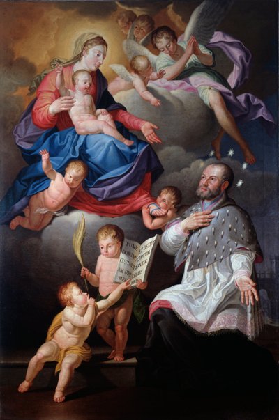 処女と子供を持つネポムクの聖ヨハネ（油彩・キャンバス 作： Antonio Giolfi