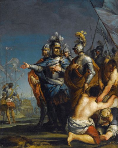 十字軍のために出発する聖ルイ par Antonio Gionima (1697-1732) - 銅に油彩、45x35,8 - 個人蔵 作： Antonio Gionima