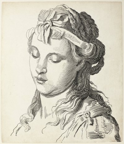 髪にリボンをつけた女性の頭 四頭身（連載タイトル） 作： Antonio Giuseppe Barbazza