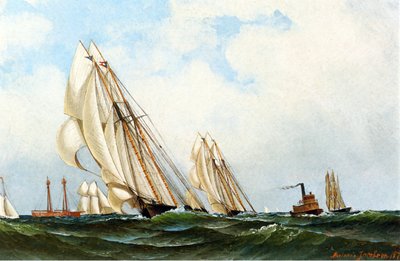 サンディフック灯台沖の「サッポー」、1870年 作： Antonio Jacobsen