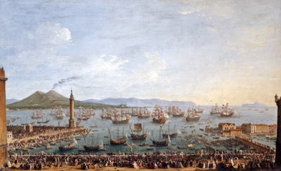 1759年ナポリからのスペインとナポリの王カルロス3世の出発。 作： Antonio Joli