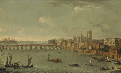 ロンドンの4つのビュー：ウェストミンスターに向かっているテムズ川 作： Antonio Joli