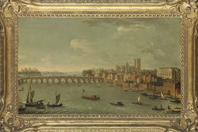 ロンドンの4つの景色：ウェストミンスター方面を望むテムズ川 1700-77年頃 油彩・カンヴァス 作： Antonio Joli