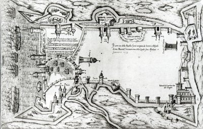 ユグノーが占領したラロシェルの地図 作： Antonio Lafreri