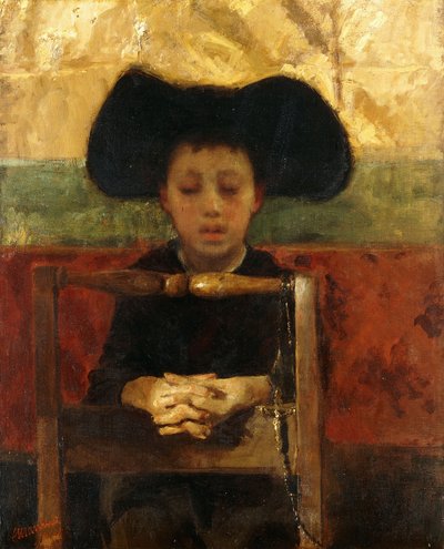祈る祭壇の少年、1865-1875年頃 作： Antonio Mancini