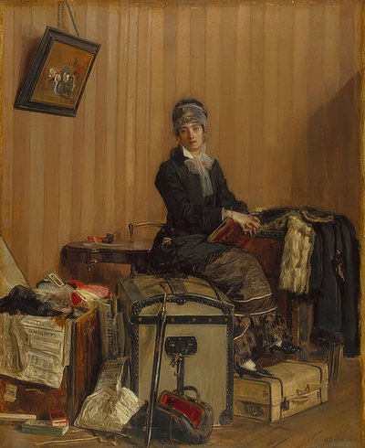 税関で。 1877 作： Antonio Mancini