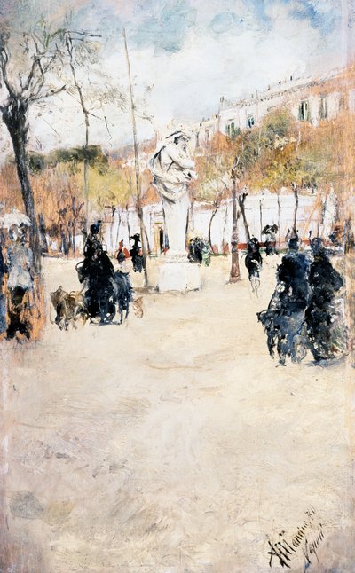 ナポリのヴィラ・レアーレの庭園 作： Antonio Mancini