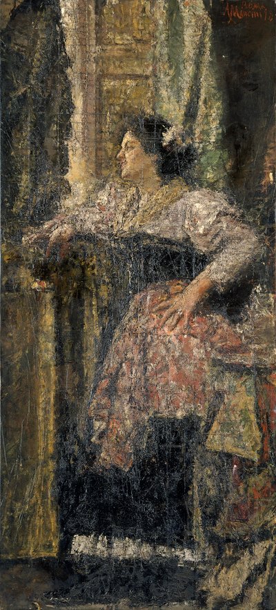 「少女の肖像」、1898 作： Antonio Mancini